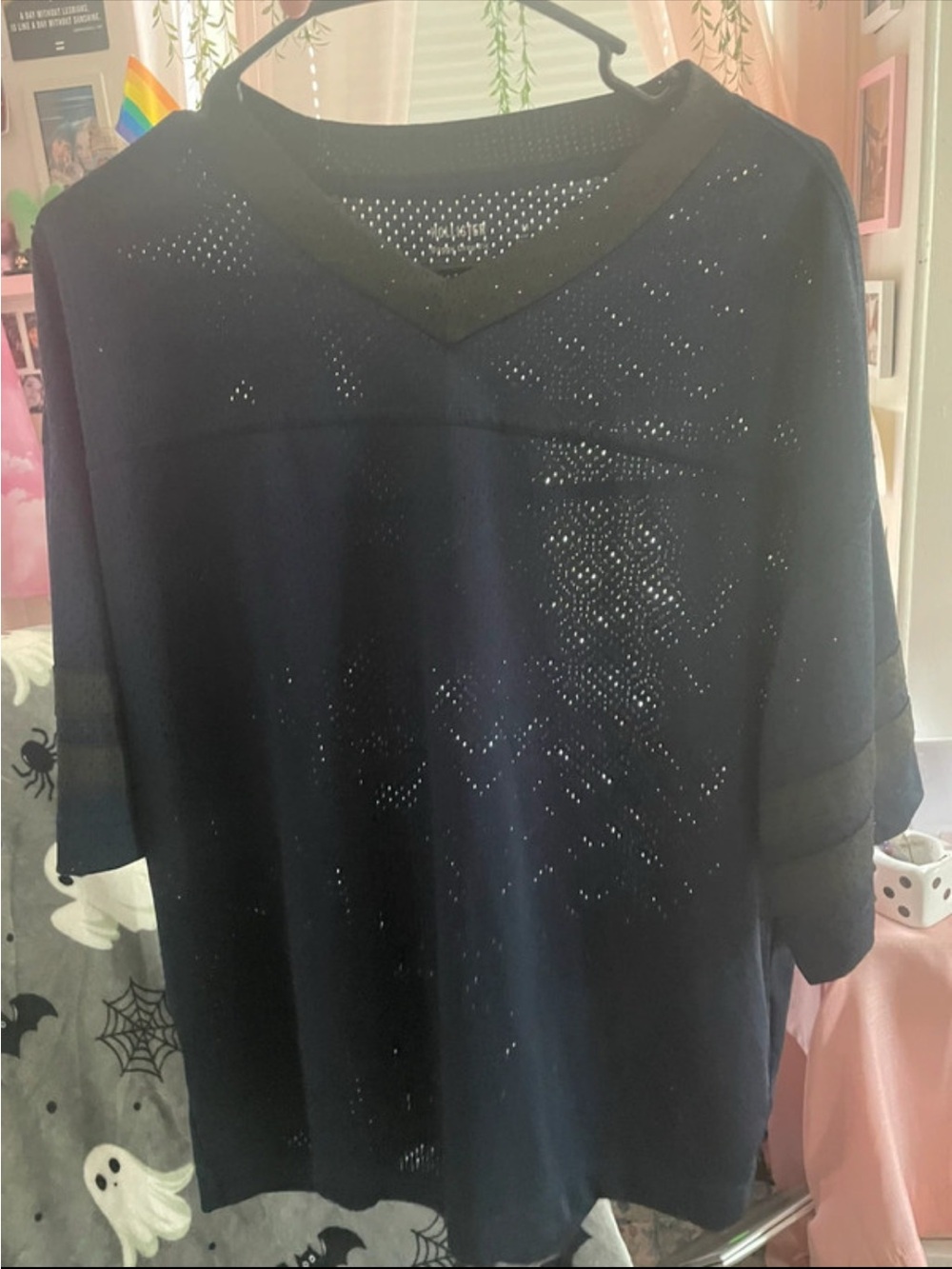Hollister Navy V-Neck Openwork Knit Jersey